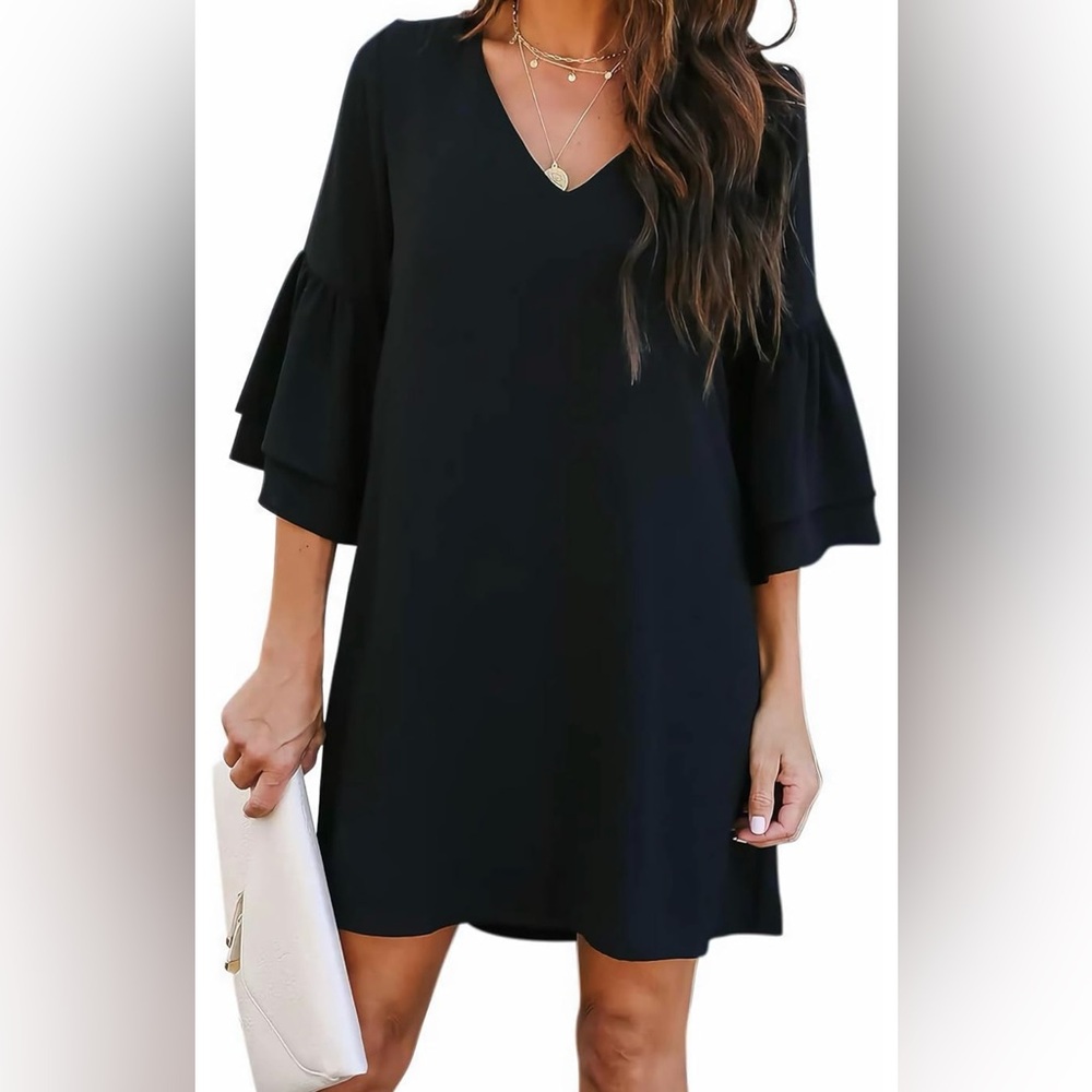 Black Ruffle Sleeve Women’s Dress